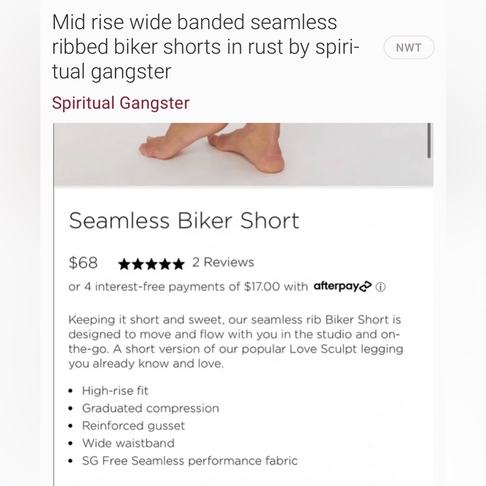 Spiritual Gangster Biker Ribbed Short - Picture 6 of 7
